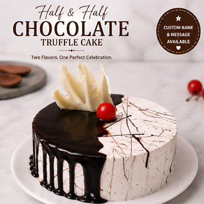 Half & Half Chocolate Truffle Cake