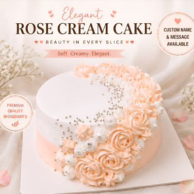 Elegant Rose Cream Cake