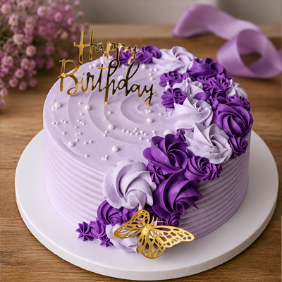 Lavender Floral Birthday Cake
