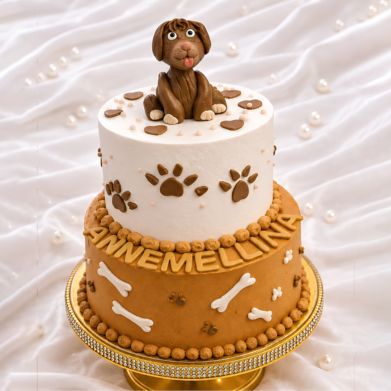 Puppy Theme Birthday Two Tier Cake